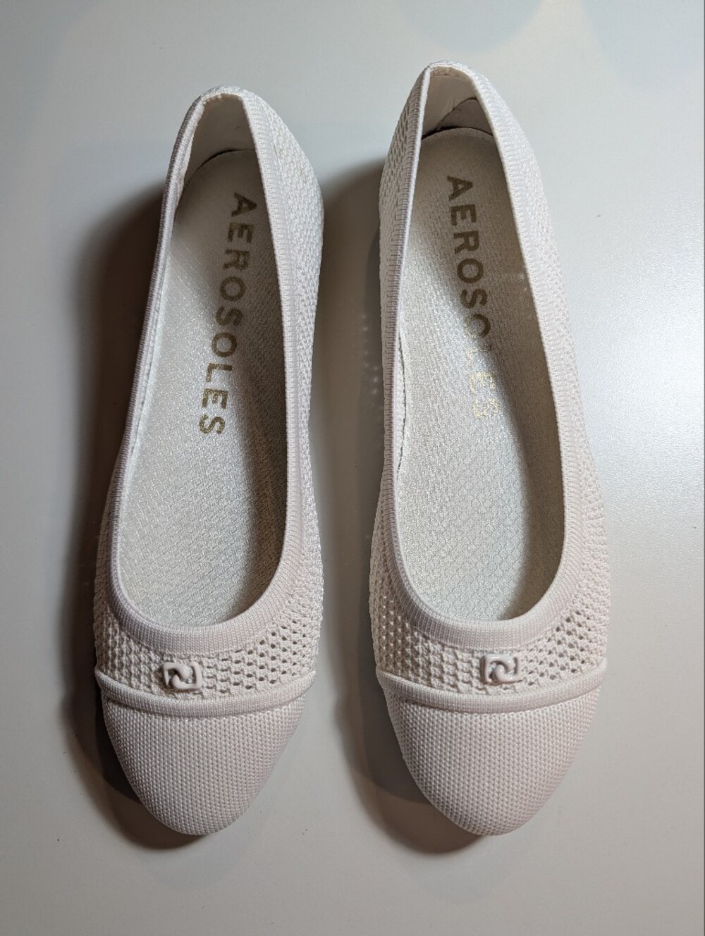 AEROSOLES Annelie 10M Light Cream Knit Ballet Flats NWT